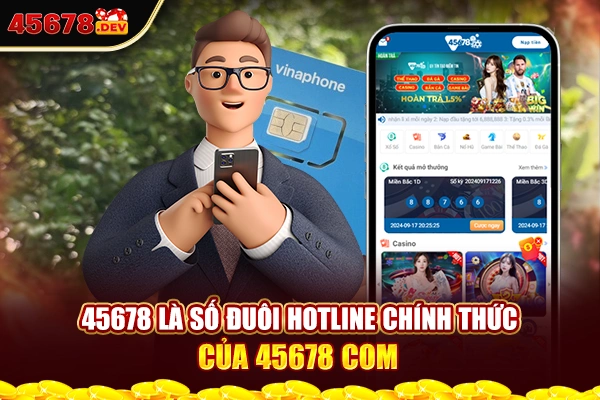 45678 là số đuôi hotline chính thức của 45678 COM